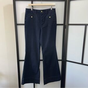 [31] Pilcro & Letterpress Superscript Hi Rise Flare Leg Dark Wash Denim Jean